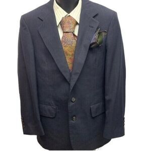 Vintage The Jones Store Co Sport Coat Blue Striped 2-Button Notch Union Made USA